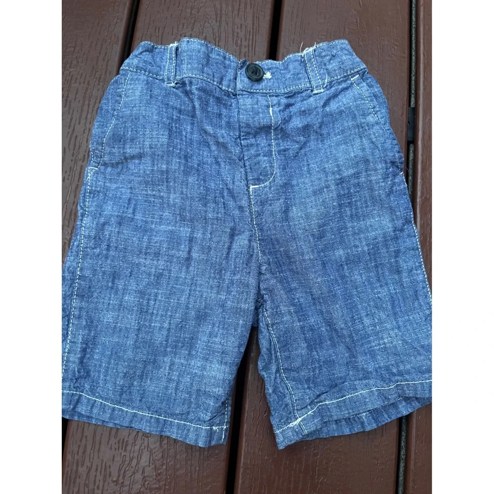 The Children's Place Boys 4T Blue Chambray Shorts Adjustable Waist‎ 4T